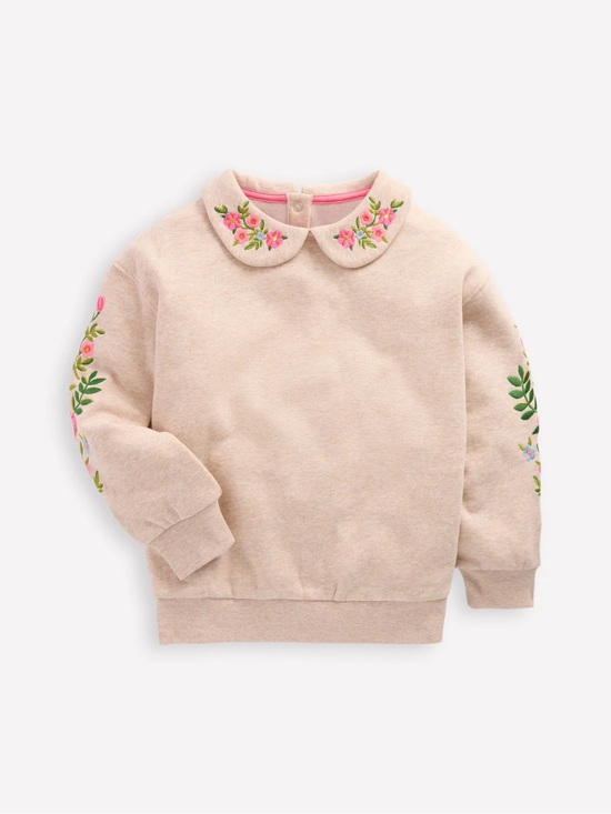 Mini Boden Other - Boden Mini - Embroidered Sweatshirt - 
Oatmeal Marl Embroidery 3/4Y